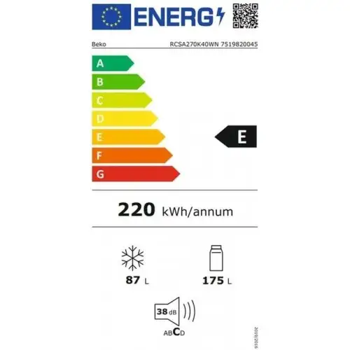 Холодильник з морозильною камерою Beko RCHE325K40W
