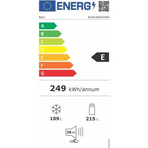 Холодильник з морозильною камерою Beko RCNA366K40WN