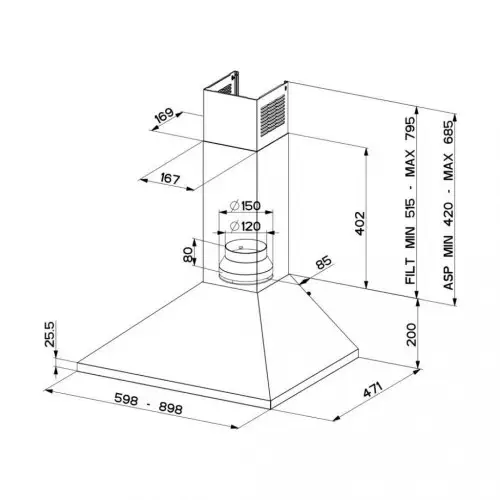 Вытяжка купольная Faber VALUE PB X A90 (320.0557.540)