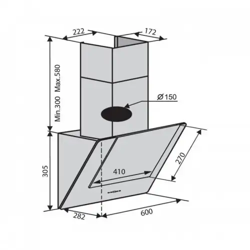 Вытяжка наклонная Ventolux Diamond 60 WH (700) PB